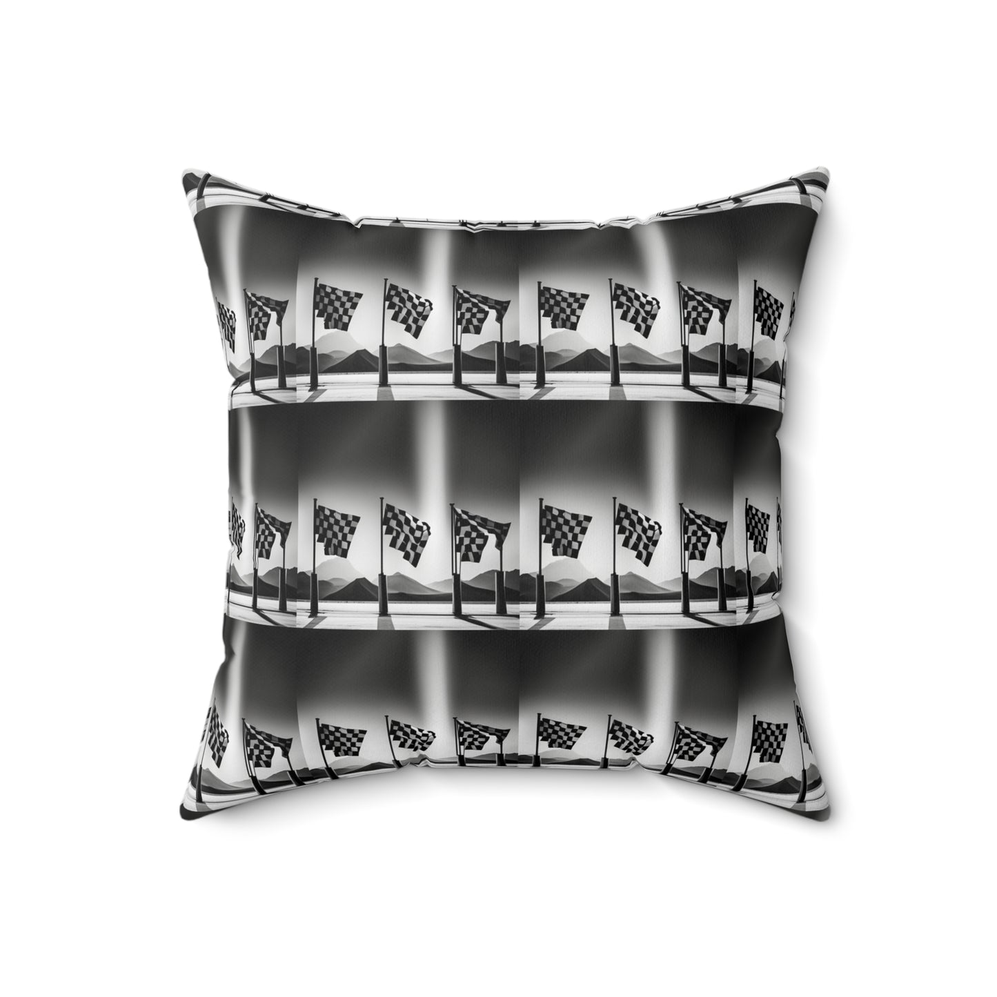 Spun Polyester Square Pillow - Racing Flags