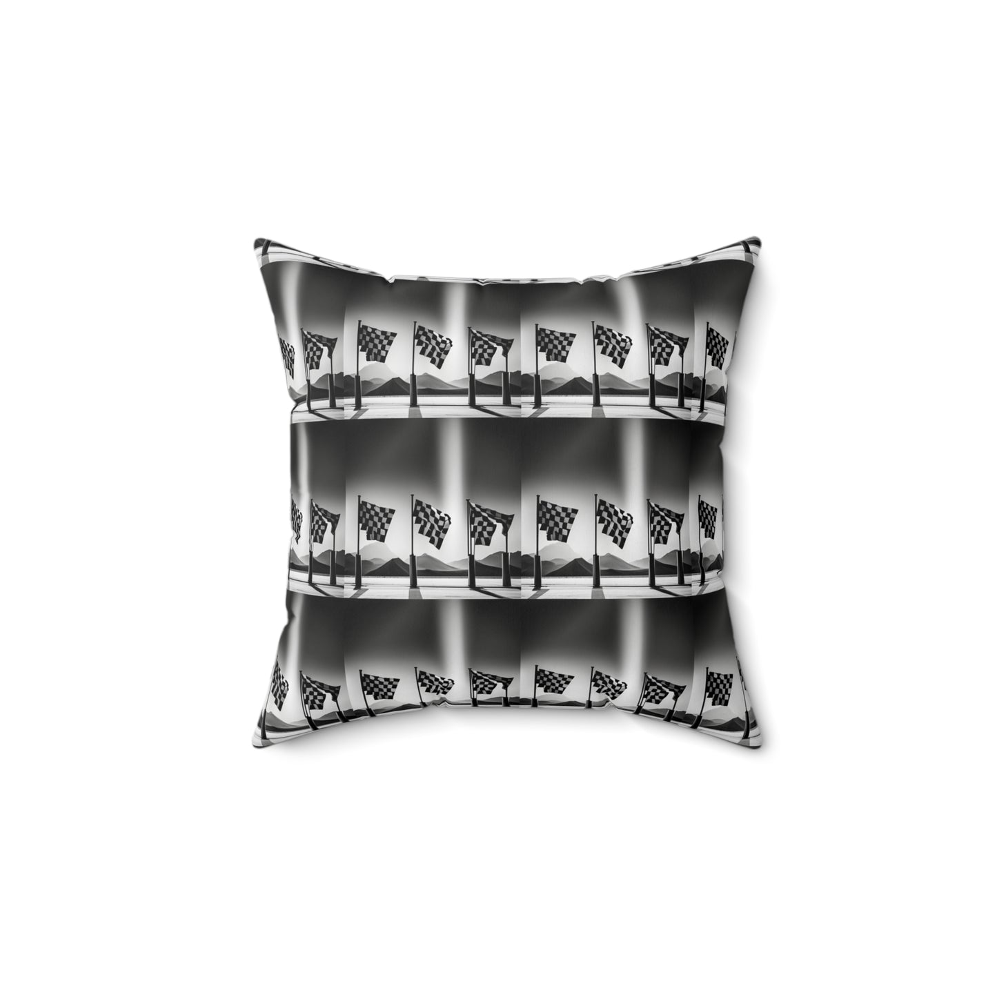 Spun Polyester Square Pillow - Racing Flags