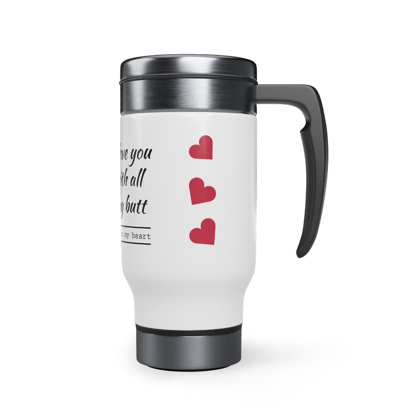 Stainless Steel Bulldog Travel Mug with Handle, 14oz - Valentines Gift