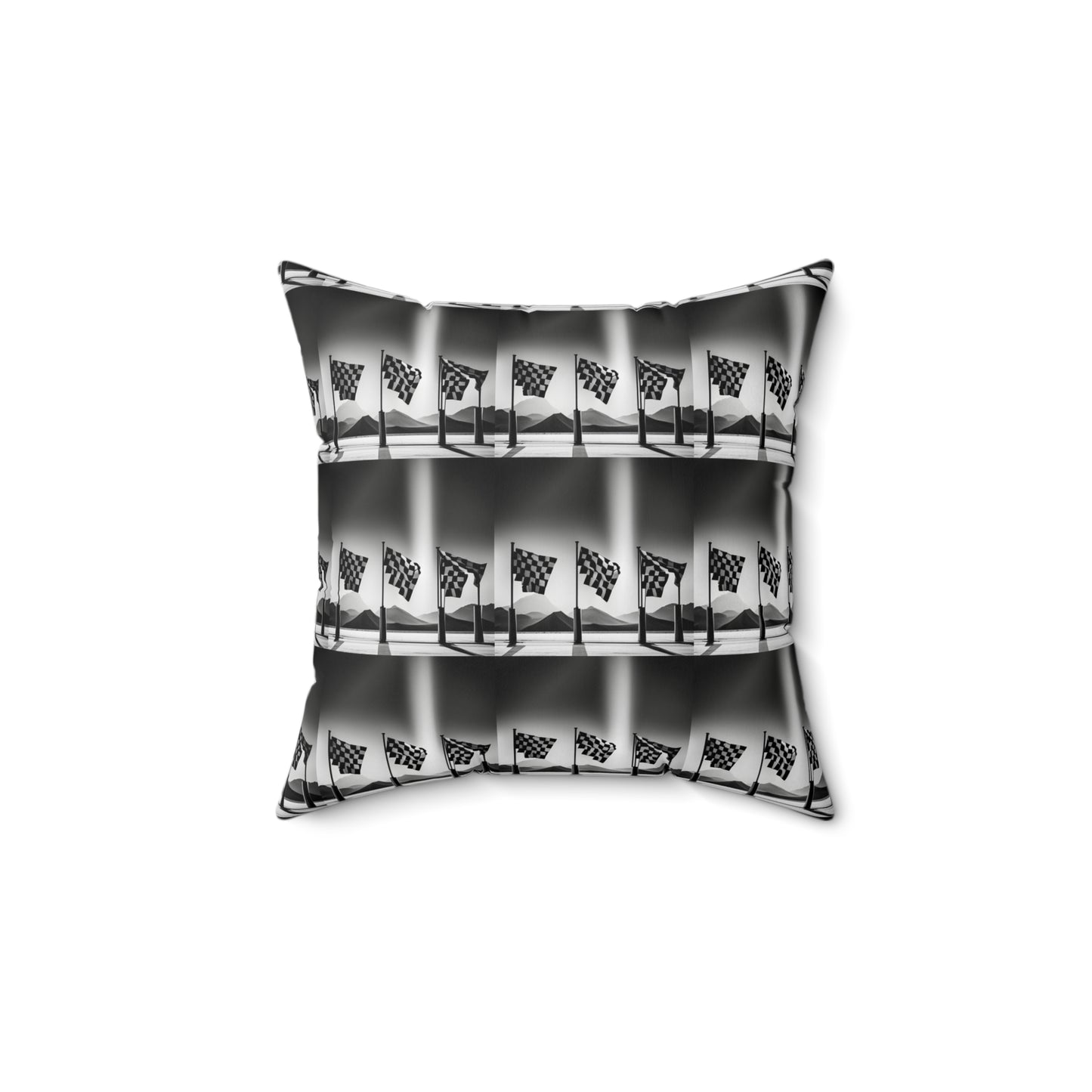 Spun Polyester Square Pillow - Racing Flags