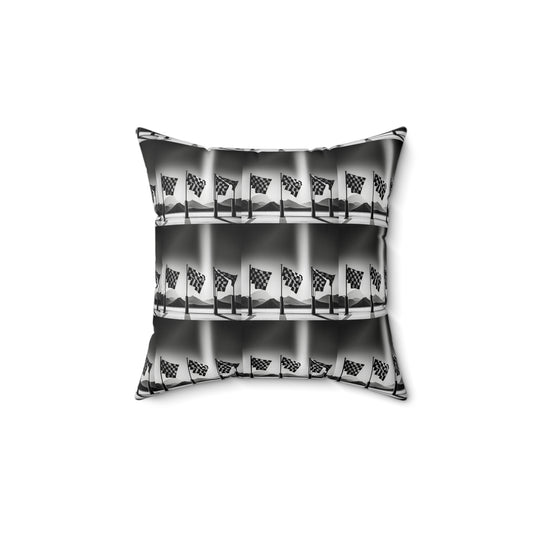 Spun Polyester Square Pillow - Racing Flags