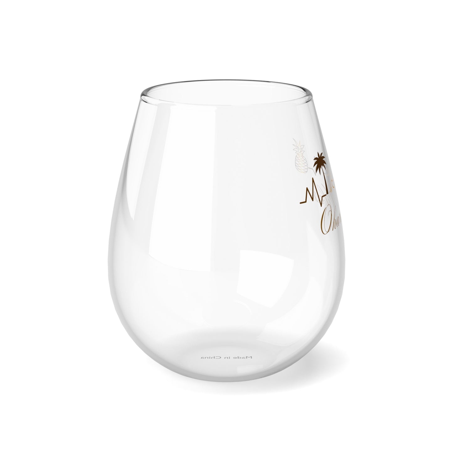 Ohana Pineapple Stemless Wine Glass, 11.75oz