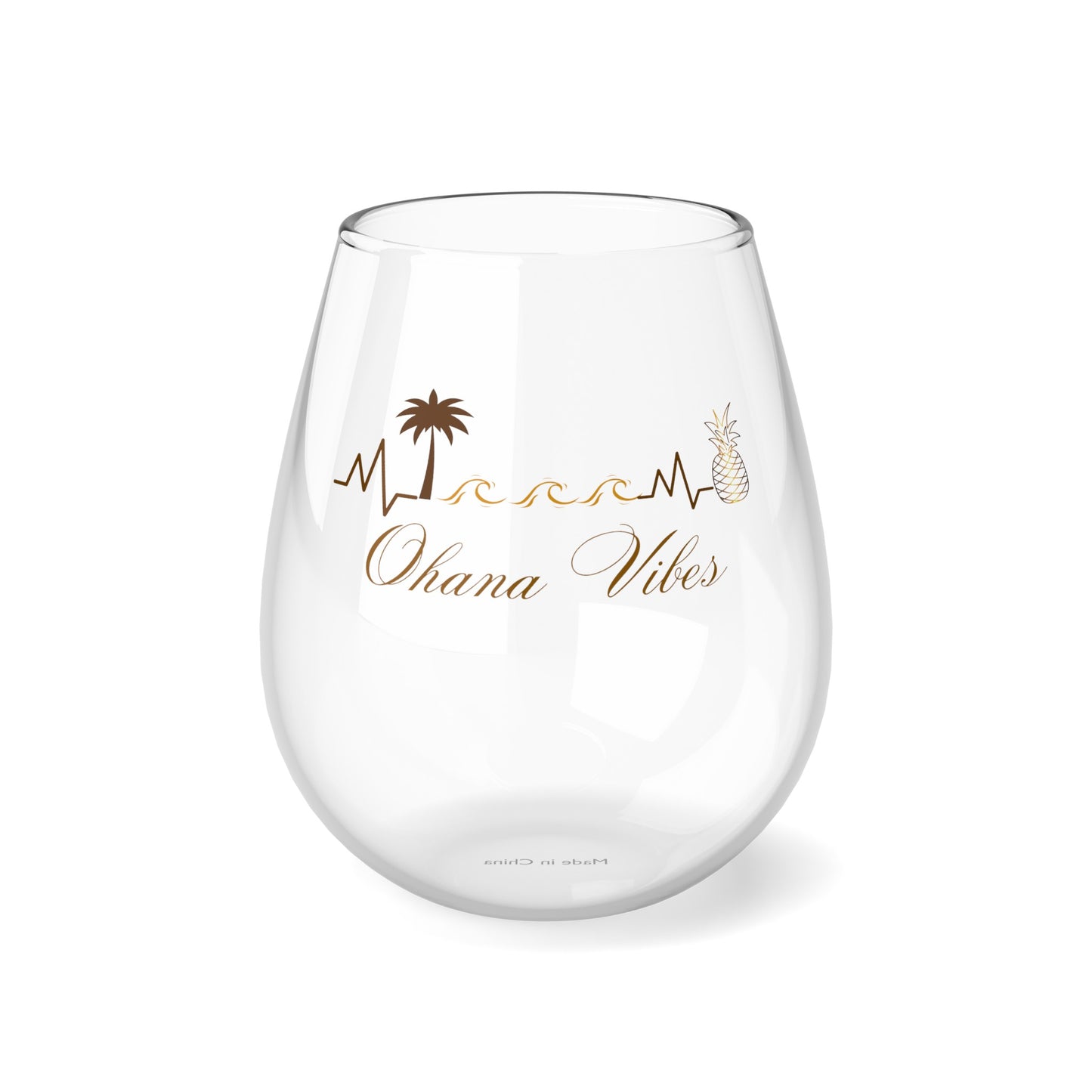 Ohana Pineapple Stemless Wine Glass, 11.75oz