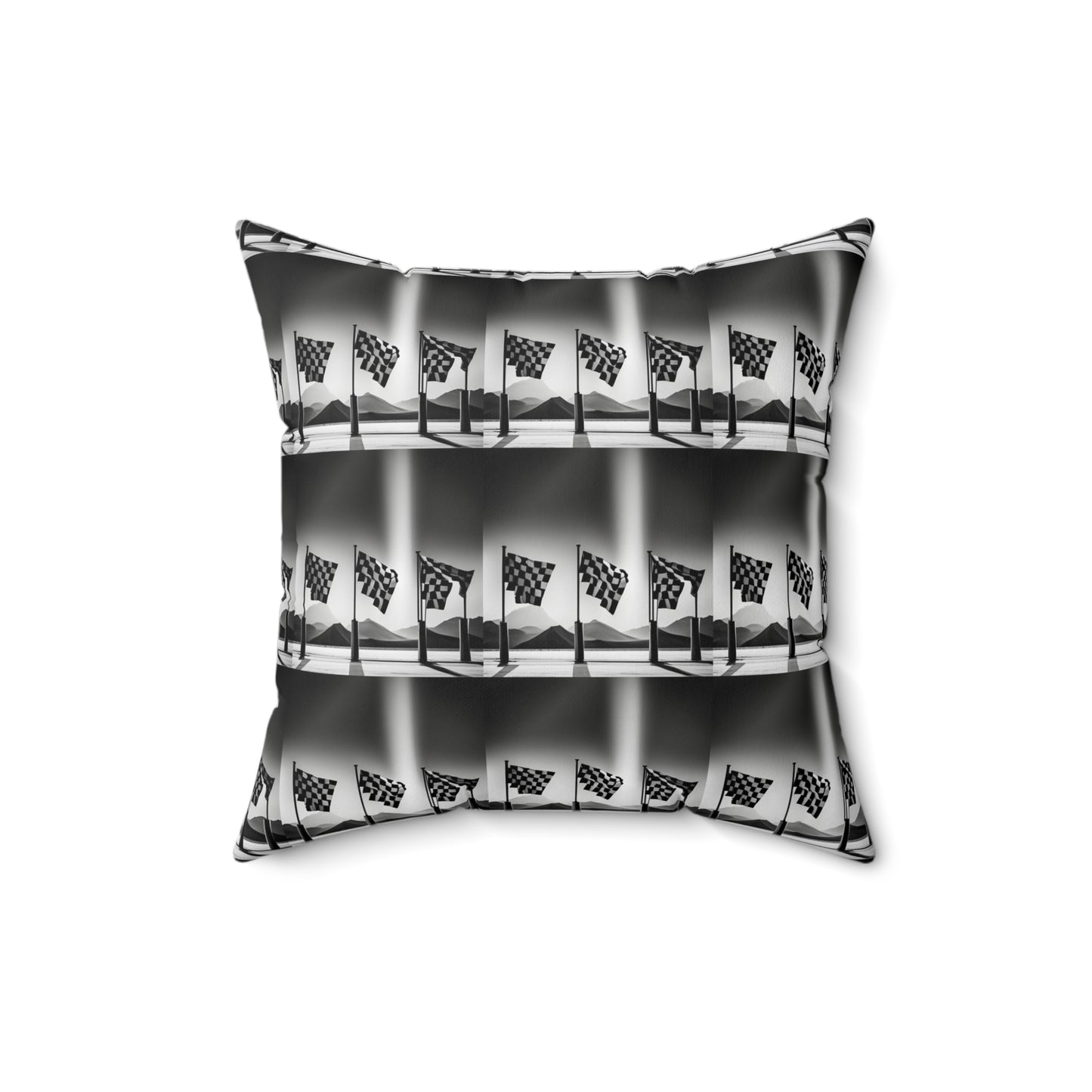 Spun Polyester Square Pillow - Racing Flags