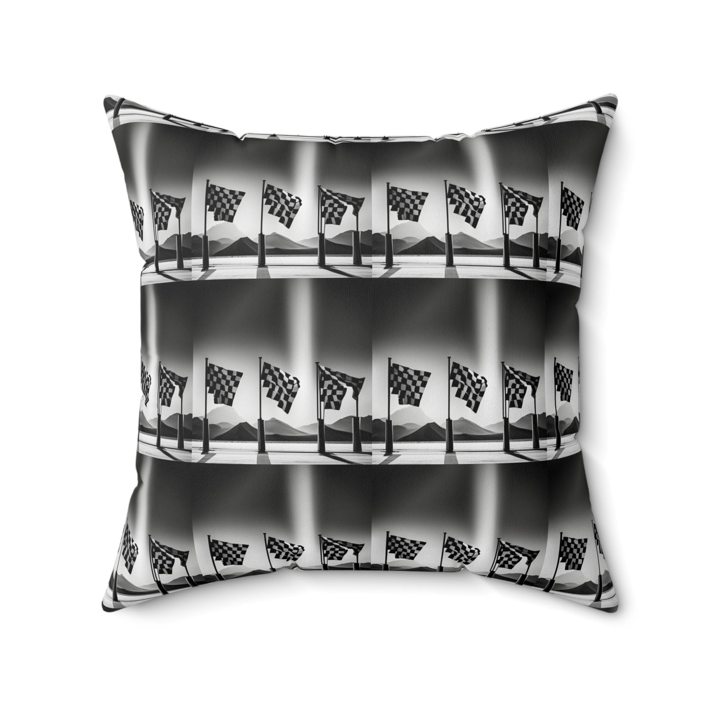 Spun Polyester Square Pillow - Racing Flags