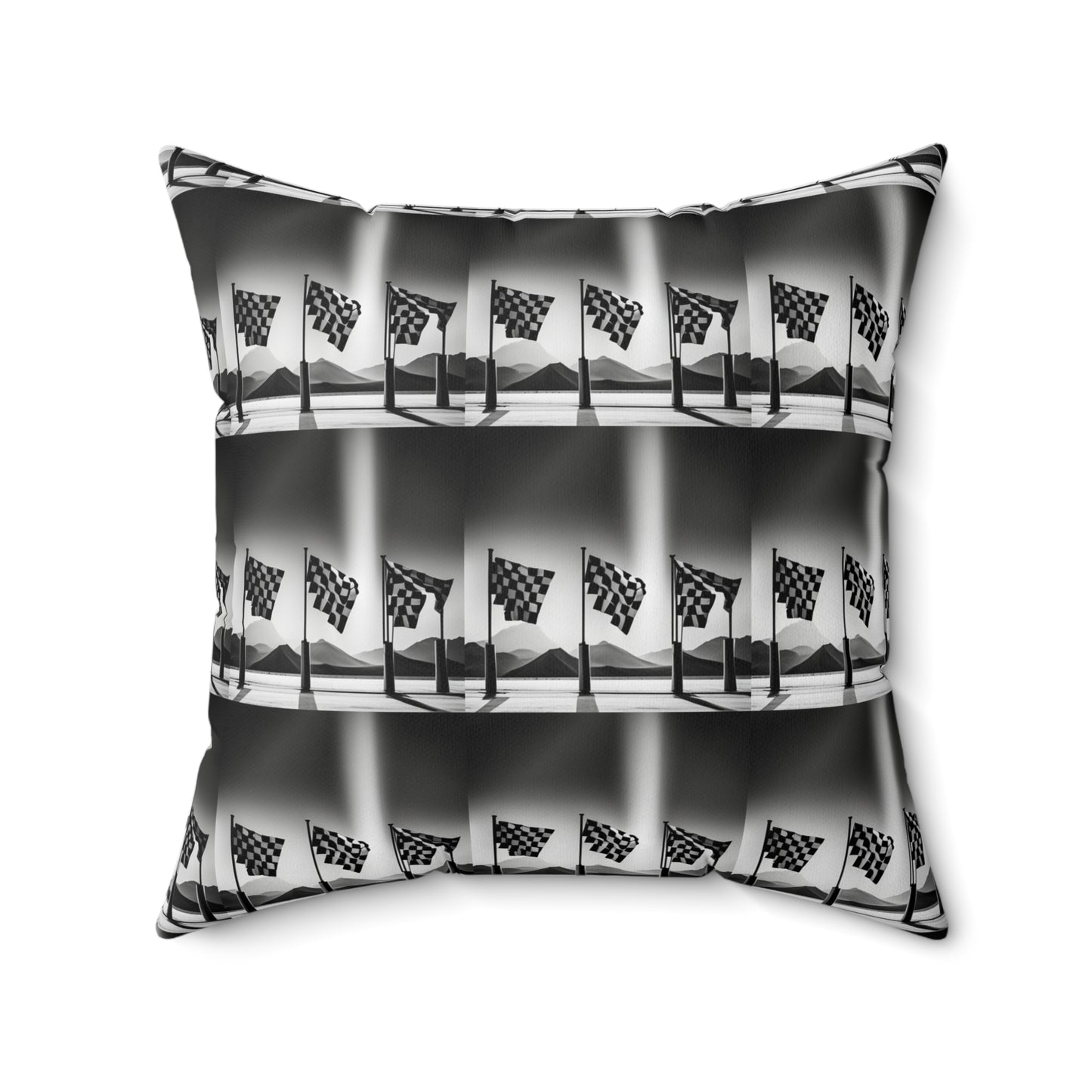 Spun Polyester Square Pillow - Racing Flags